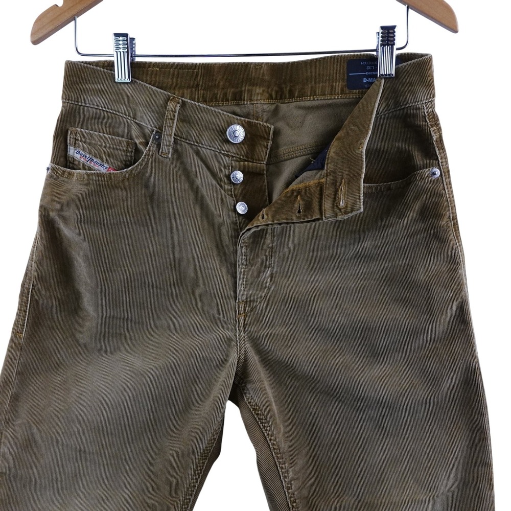 Diesel‎ D-Macs Straight Corduroy Pants Mens W28 L32 Tan Brown 069XQ Stretch
